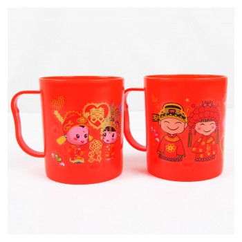 结婚用品 个性创意情侣牙杯 卡通夫妻红色牙杯