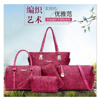 新款春夏简约大包大容量子母包编织手提包斜挎包单肩包包