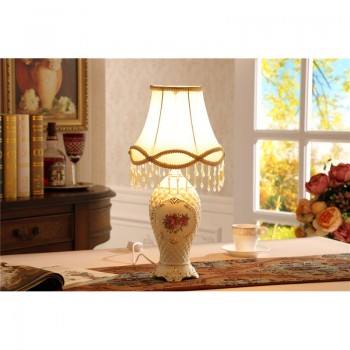 欧式台灯复古客厅书房床头灯具象牙瓷灯饰鎏金婚房台灯