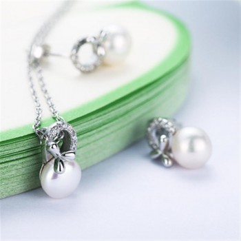 相约银饰S925镶嵌天然珍珠三叶草项链简约气质