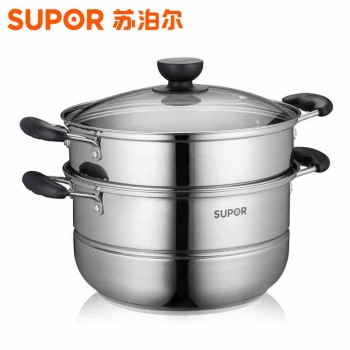 苏泊尔SZ26B2蒸锅304不锈钢二层加厚汤锅复底电磁炉通用锅具