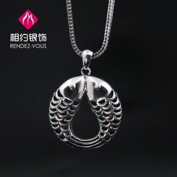 相约银饰双鱼毛衣坠不含链子