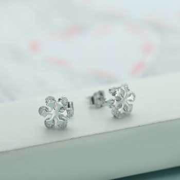 相约银饰925银耳钉雪花形新婚送爱人
