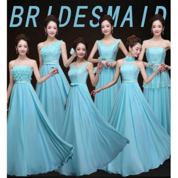 伴娘服2016新款冬季姐妹团女短款冰蓝色甜美连衣裙生日宴会晚礼服