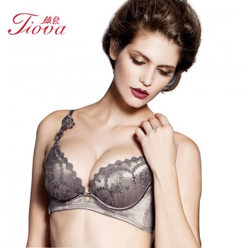 体会内衣BS0821 超聚拢文胸中厚模杯胸衣网纱刺绣装饰肩带性感镂空女士内衣