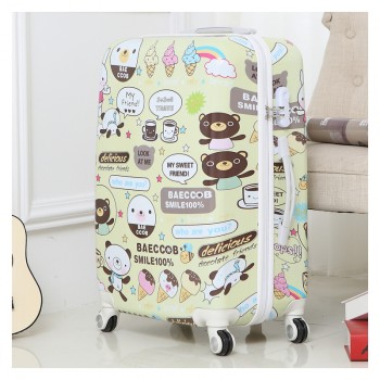 韩版女生外出必备炫丽糖果彩虹色拉杆旅游箱 PC20 24寸万向行李箱