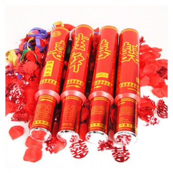 婚庆结婚用品礼花 婚礼现场礼炮 带玫瑰花瓣喜字礼花 40cm