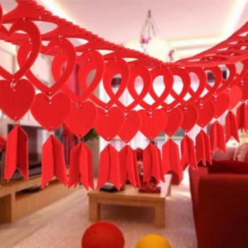 结婚婚庆用品 婚房装饰毛毡无纺布爱心拉喜 2mm厚拉花