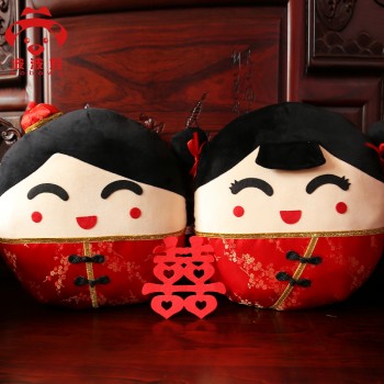 波波娃 大号创意结婚礼物婚庆压床一对娃娃毛绒玩具情侣抱枕公仔