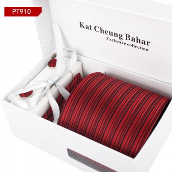 涤丝色织领带套装 厂家直销男士现货领带 多款礼盒装领带