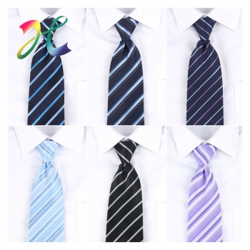 男士条纹懒人领带 涤纶丝 拉链方便领带厂家直销