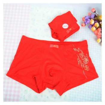 结婚红内裤 福字男士本命年底裤 男士平角中腰短裤