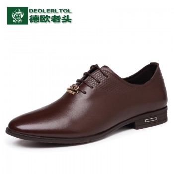 秋季新款真皮男士商务皮鞋尖头男鞋潮正装系带单鞋婚鞋
