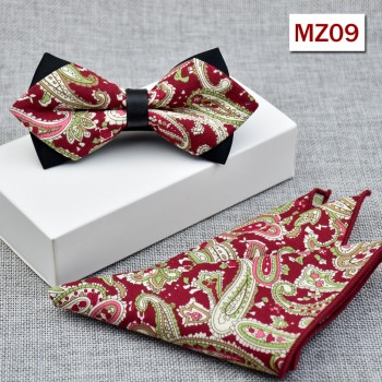 领结口袋巾套装 高品质棉布 男士正装韩版领结方巾套装