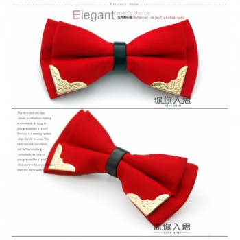 金属镶边领结男士韩版正装婚礼派对领结 涤纶丝休闲领花