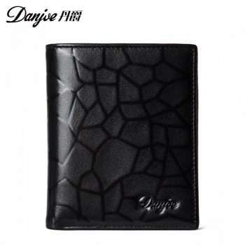 丹爵(DANJUE)2017新款男士钱包头层牛皮时尚压花纹理短款真皮钱包卡包手包D6019-2-3
