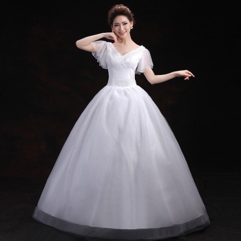 2017新款韩版蕾丝双肩婚纱镶钻网纱双肩婚纱 T-27