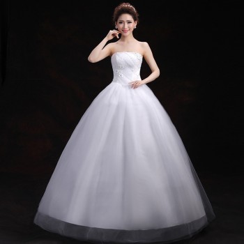 2017新款新娘韩版齐地显瘦抹胸修身绑带大码花朵婚纱T-16