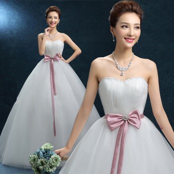 2017新款 韩版新娘婚纱 高腰孕妇抹胸蝴蝶修身显瘦 大码苏州婚纱 F07