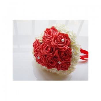 多色选心形手捧花 PE软玫瑰 手感仿真玫瑰新娘手花 婚纱照道具