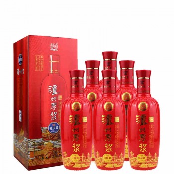 泸州原浆喜庆装52度高度浓香型白酒 500mL*6
