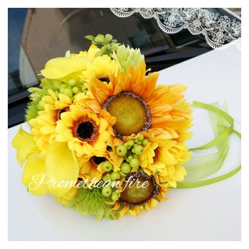 高仿真马蹄莲+向日葵婚车装饰套装欧式结婚礼装饰婚庆用品
