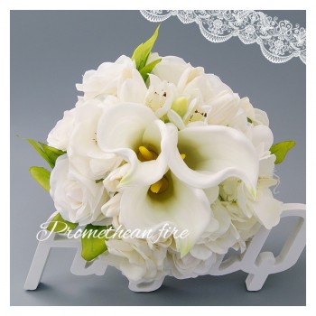 法式婚礼白色恋人仿真花个性新娘手捧花结婚婚庆马蹄莲香味手拿花
