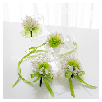 森系清新白绿马蹄莲胸花腕花新郎新娘伴郎伴娘花童襟花