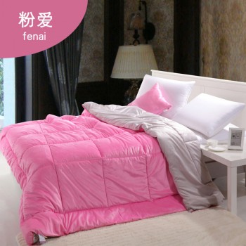 加厚保暖被芯纯色双拼短毛绒天鹅绒春秋冬被双人被子
