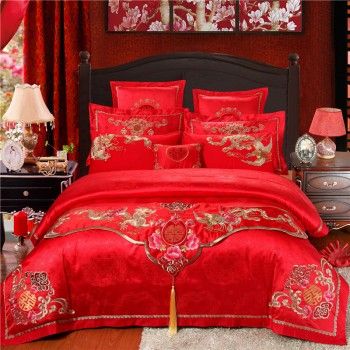 欧式高档贡缎刺绣提花绣花四件套 婚庆六件套多件套家纺床上用品