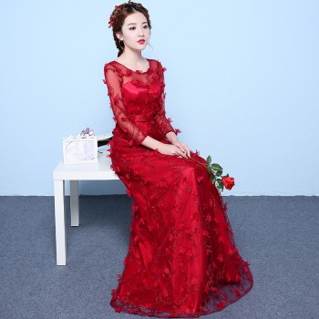 伴娘礼服长款2017新款冬季香槟色婚礼主持人姐妹裙显瘦宴会晚礼服