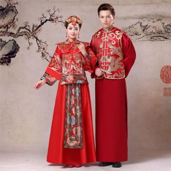 新款中式手工刺绣秀禾新郎礼服 复古男士结婚敬酒秀禾礼服新郎装