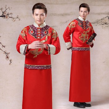 2017新款古装手工刺绣秀禾新郎礼服 男士结婚敬酒秀禾礼服