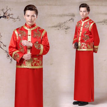 新款手工刺绣男士唐装敬酒结婚礼服 立领修身结婚敬酒上衣礼服