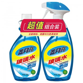 蓝月亮玻璃清洁剂1kg组合瓶装家用汽车用玻璃水持久透亮