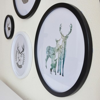 正圆相框窗花背景墙 客厅卧室创意照片墙组合 挂墙圆形装饰画