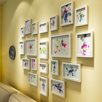 心形照片墙客厅装饰网格沙发背景墙黑白相片墙创意组合相框墙挂墙