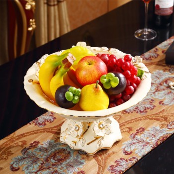 水果盘欧式奢华欧式果盘大号陶瓷糖果盘干果盘圆形果碗零食盘果斗