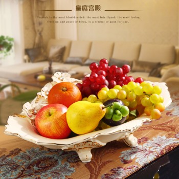 欧式奢华象牙瓷葡萄水果盘高档陶瓷干果盘家居装饰 果碗