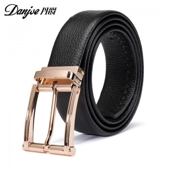丹爵(DANJUE) 商务休闲男士针扣皮带 头层牛皮腰带 时尚扣头男腰带 皮带31/32