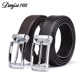 丹爵（DANJUE）头层牛皮 男士商务休闲皮带 合金针扣腰带简约优雅大方男款 礼盒装 皮带39/40