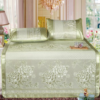 冰丝席印花三件套  双人凉席  温馨浪漫