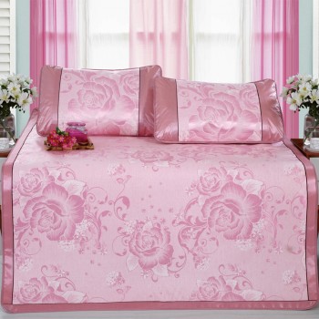 冰丝席印花三件套  双人凉席  绽放