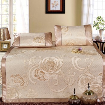 冰丝席印花三件套  双人凉席  缘定今生