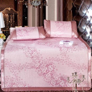 2017新款凉席冰丝席三件套防滑底提花套件   爱的花园