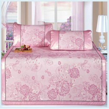 冰丝席印花三件套  双人凉席  宛如夏花