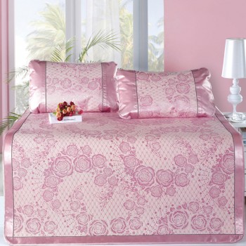 冰丝席印花三件套  双人凉席  印象玫瑰