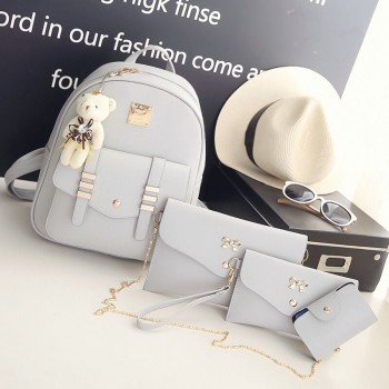 芸曦女包2017新款双肩包女韩版时尚百搭皮带学院风书包简约旅行背包包潮