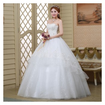 婚纱新款2017抹胸修身韩版大码新娘 简约公主蓬蓬裙结婚纱512—2