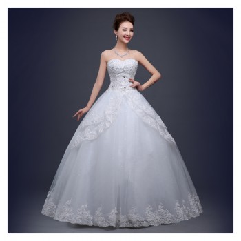 新款高档婚纱批发 显瘦大码蓬蓬裙蕾丝齐地镶钻影楼新娘结婚纱G05